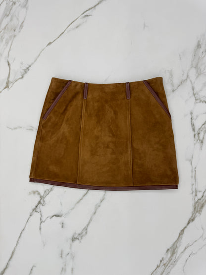 MIU MIU 麂皮拼皮邊短裙