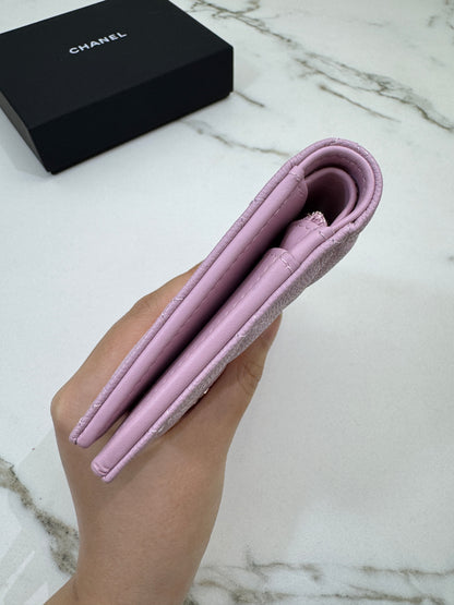 CHANEL Passport Holder 粉紅色淺金扣