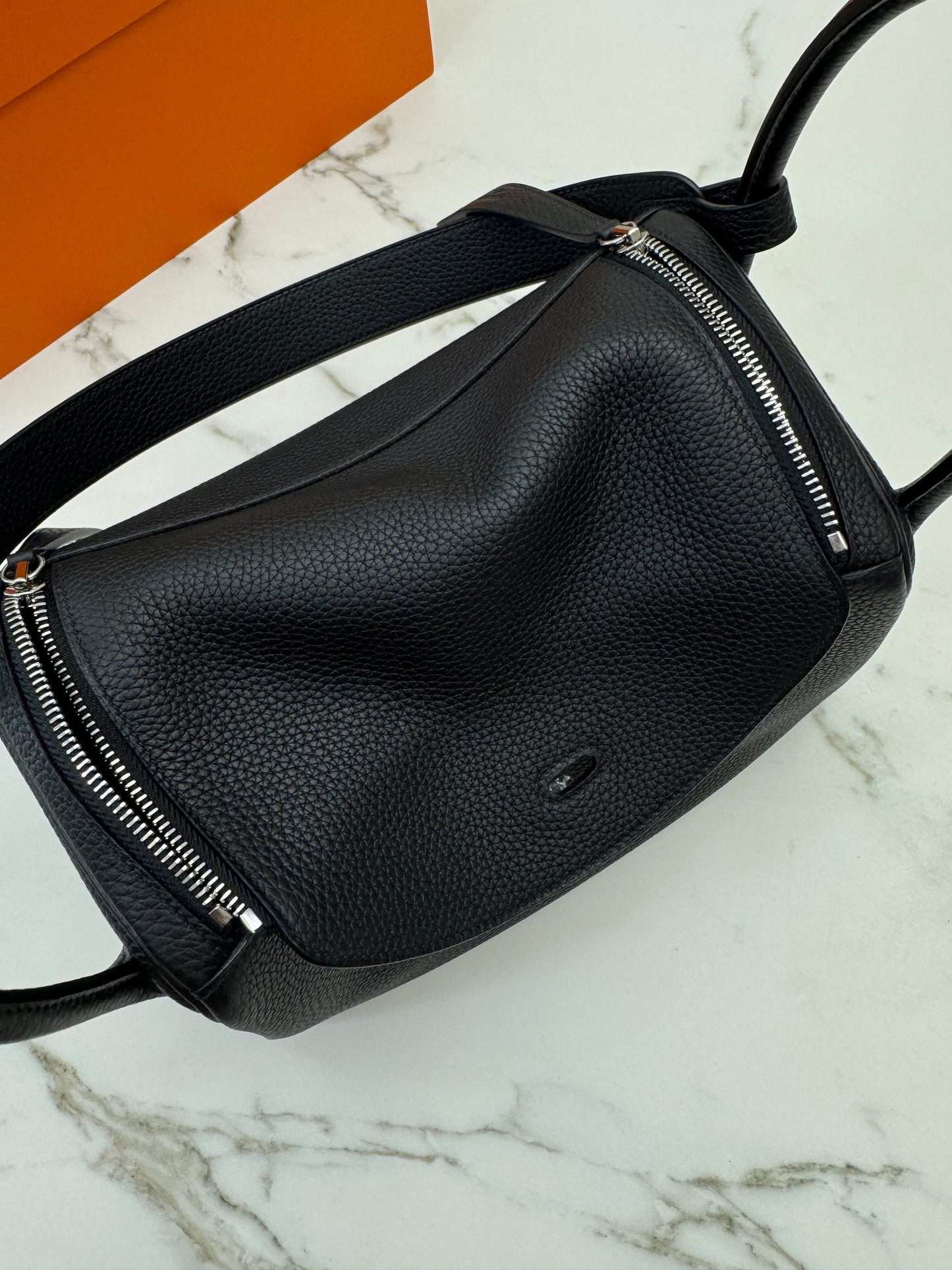 HERMES Lindy30 黑銀 TC Noir PHW
