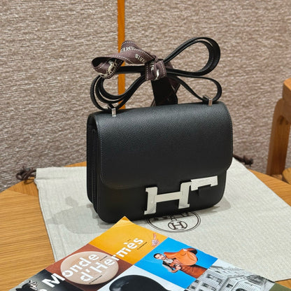 HERMES Mini Constance 鏡子款 黑銀 Epsom