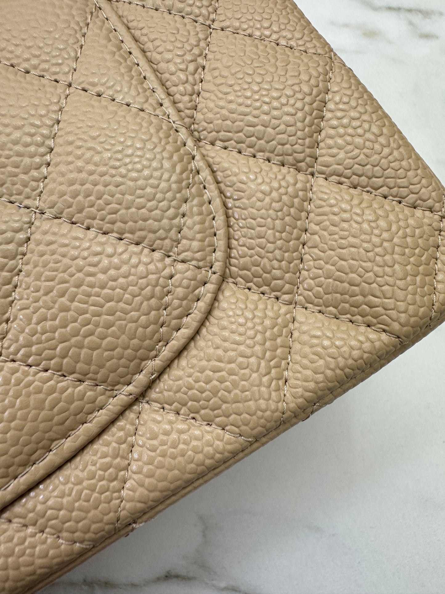 CHANEL CF23 Small 米杏色牛皮金扣 Beige Caviar Calfskin GHW