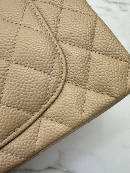 CHANEL CF23 Small 米杏色牛皮金扣 Beige Caviar Calfskin GHW