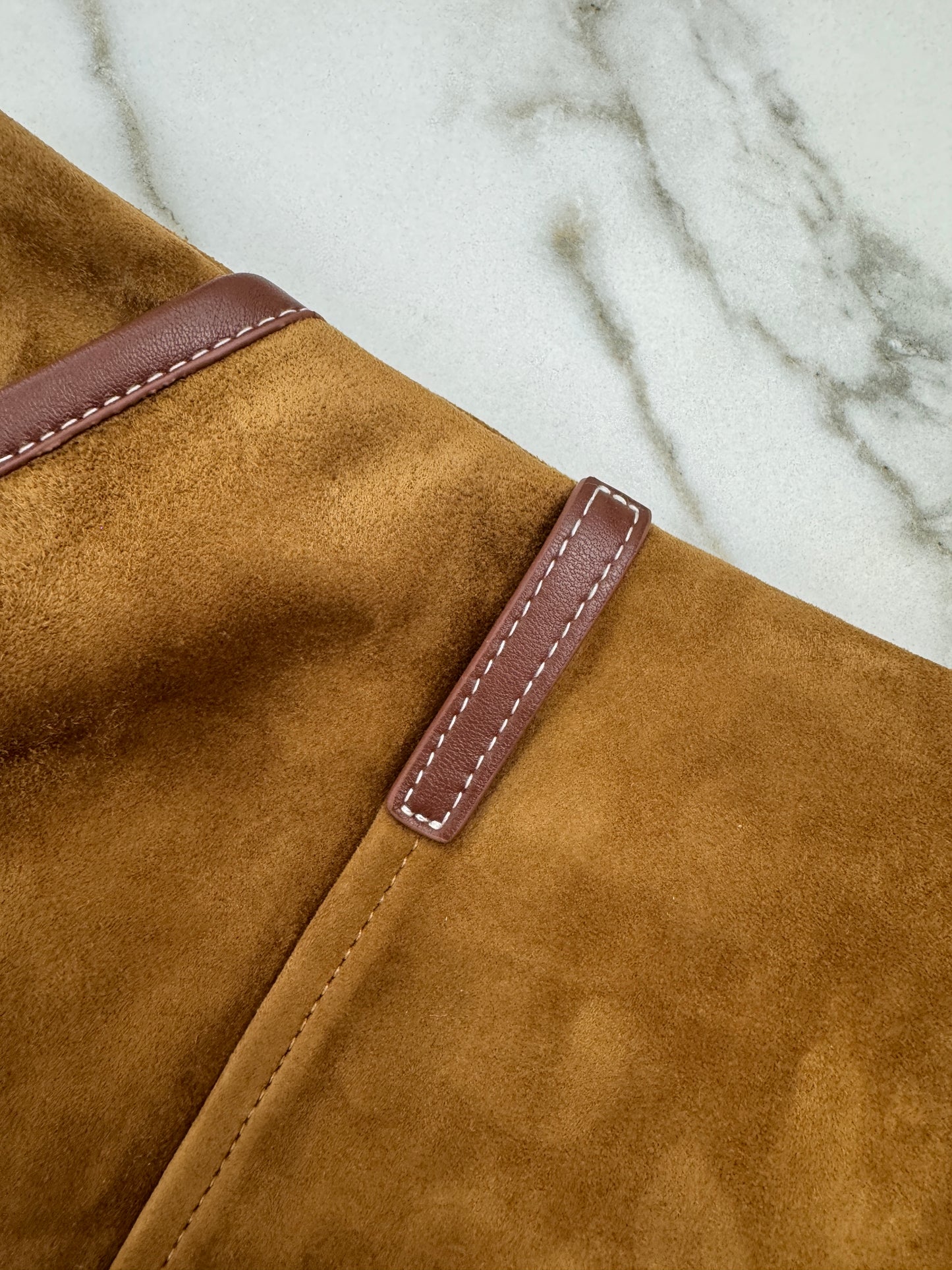 MIU MIU 麂皮拼皮邊短裙