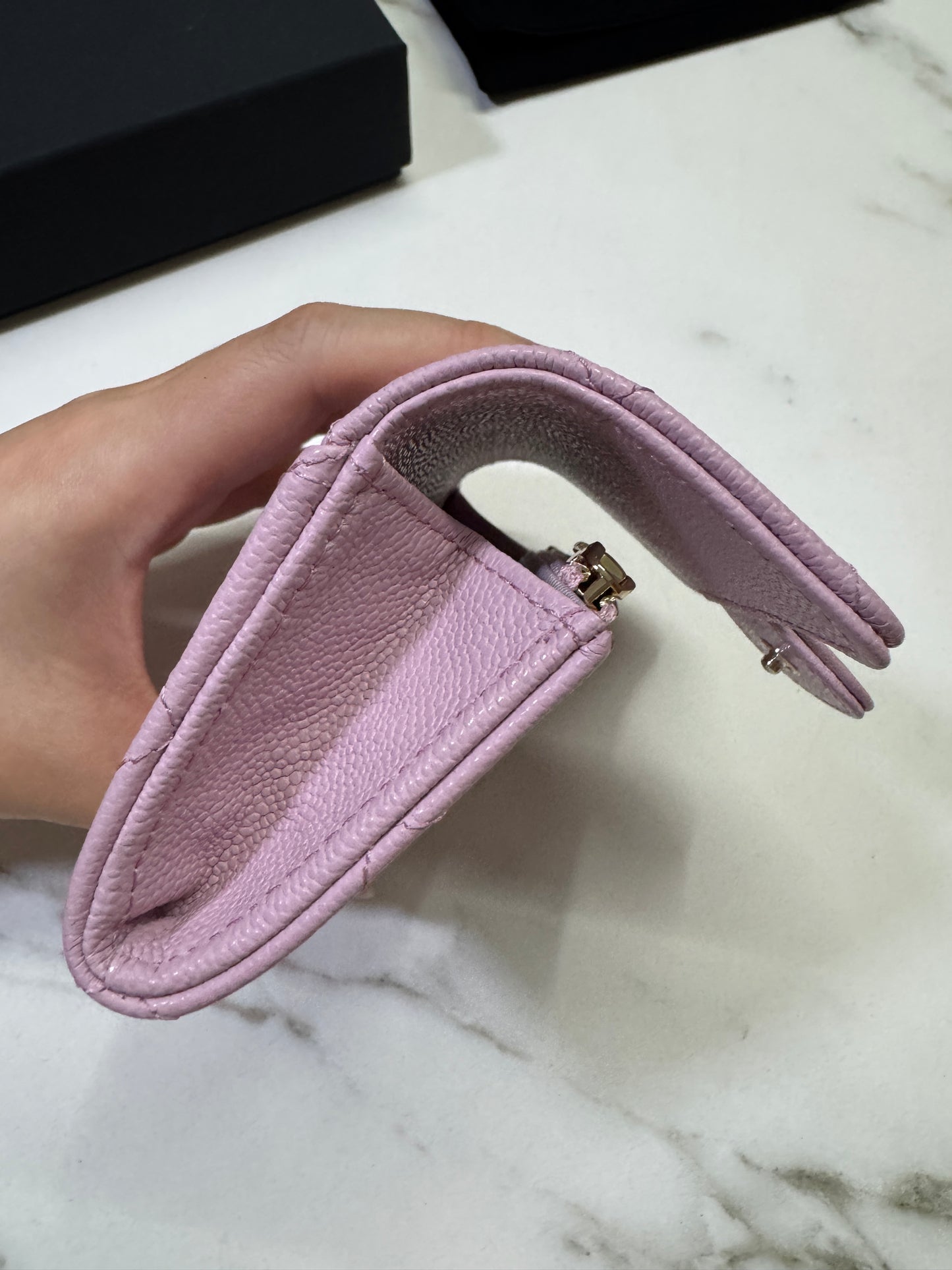 CHANEL 24A粉紫 新版拉鏈 CF Cardholder