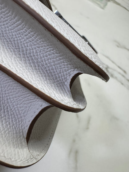 HERMES Mini Constance 奶灰色銀扣 Epsom M4 Gris Pale PHW