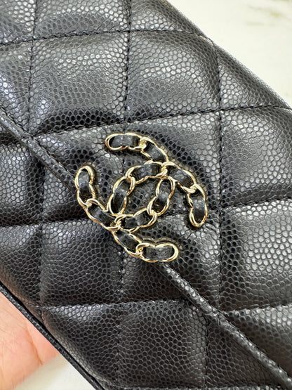CHANEL 25S Kelly 橫版手機包 黑色