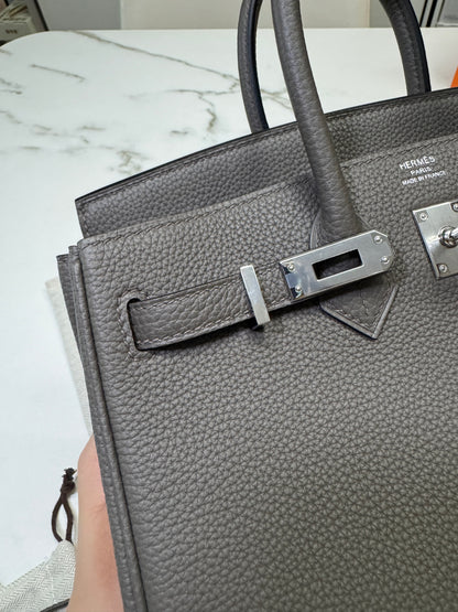 HERMES Birkin 25 錫器灰 銀扣 Togo 8F Etain PHW