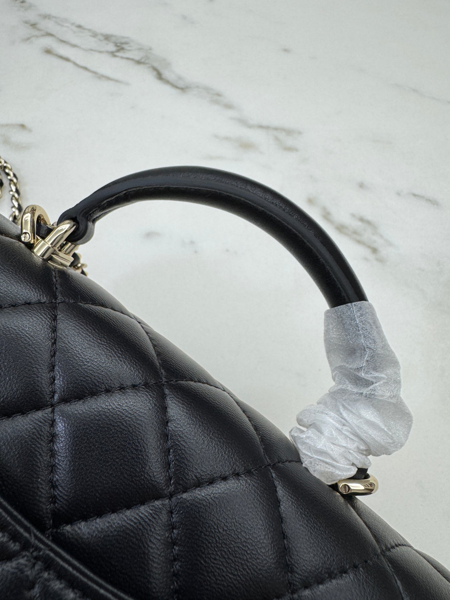 CHANEL Mini CF Handle 黑色羊皮淺金扣 Black Lambskin with GHE