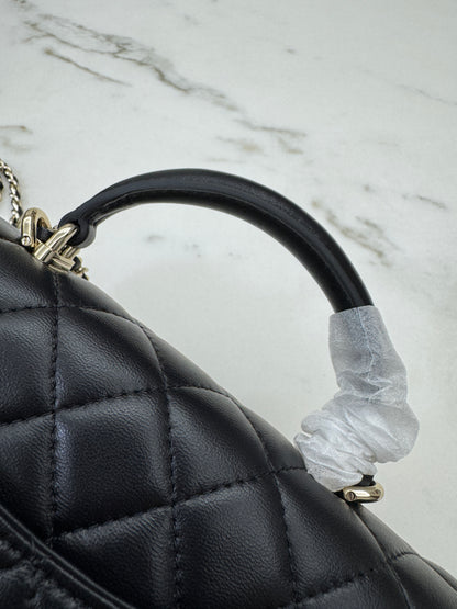 CHANEL Mini CF Handle 黑色羊皮淺金扣 Black Lambskin with GHE