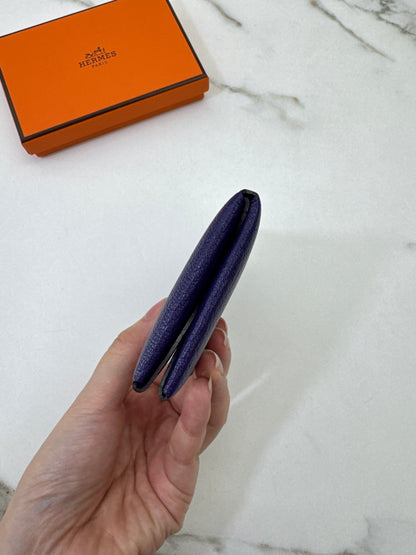 HERMES Calvi Duo X3絳紫色山羊皮