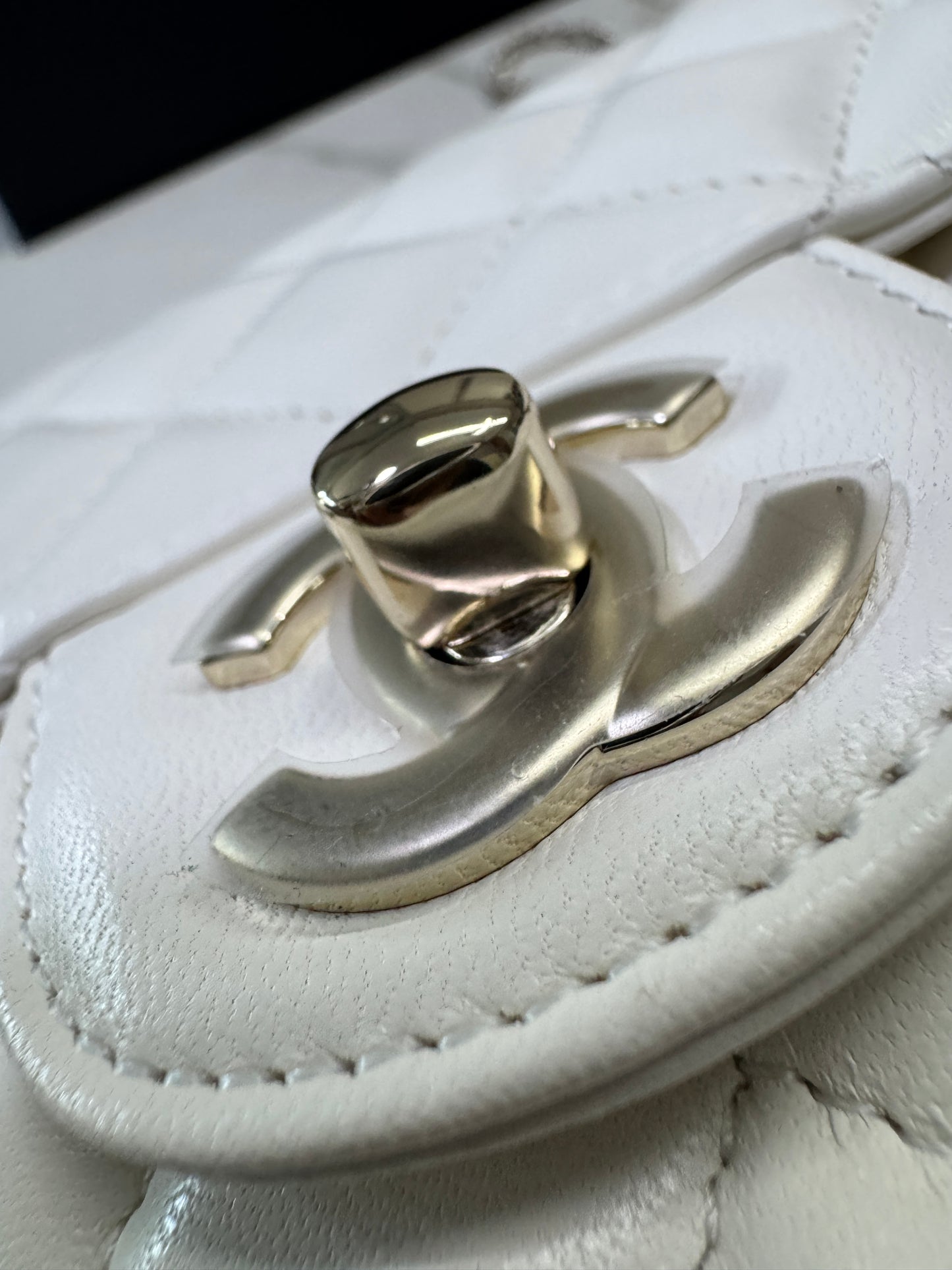 CHANEL 23A水鑽手柄 Mini CF Handle 白色