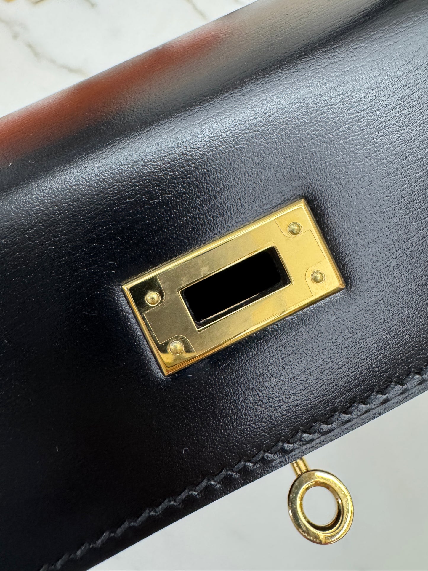 HERMES Kelly 25 黑色外縫金扣 Box Leather Sellier Noir GHW