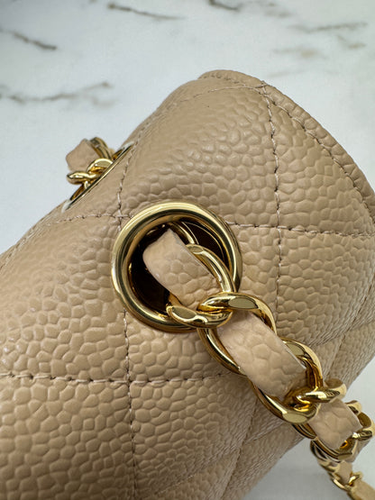 CHANEL CF23 Small 米杏色牛皮金扣 Beige Caviar Calfskin GHW