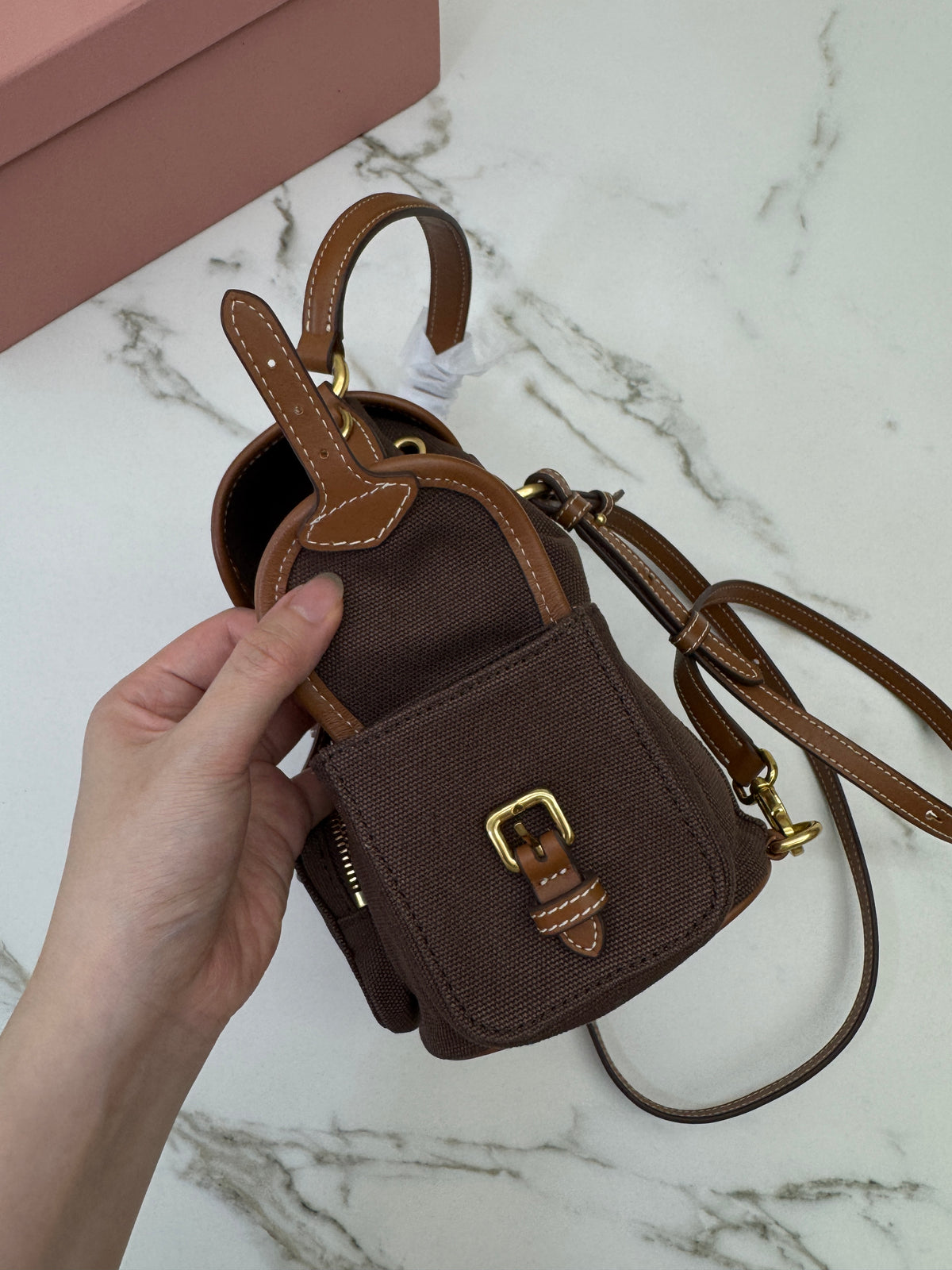 MIU MIU Backpack Canvas 深棕