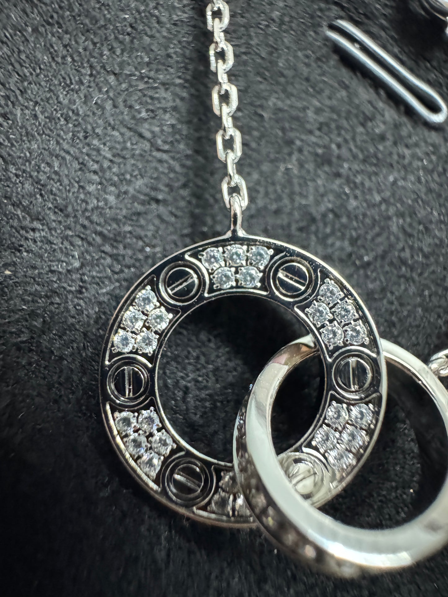 CARTIER Love 滿天星項鏈 白金色 【純銀電鍍18K金+莫桑鑽】