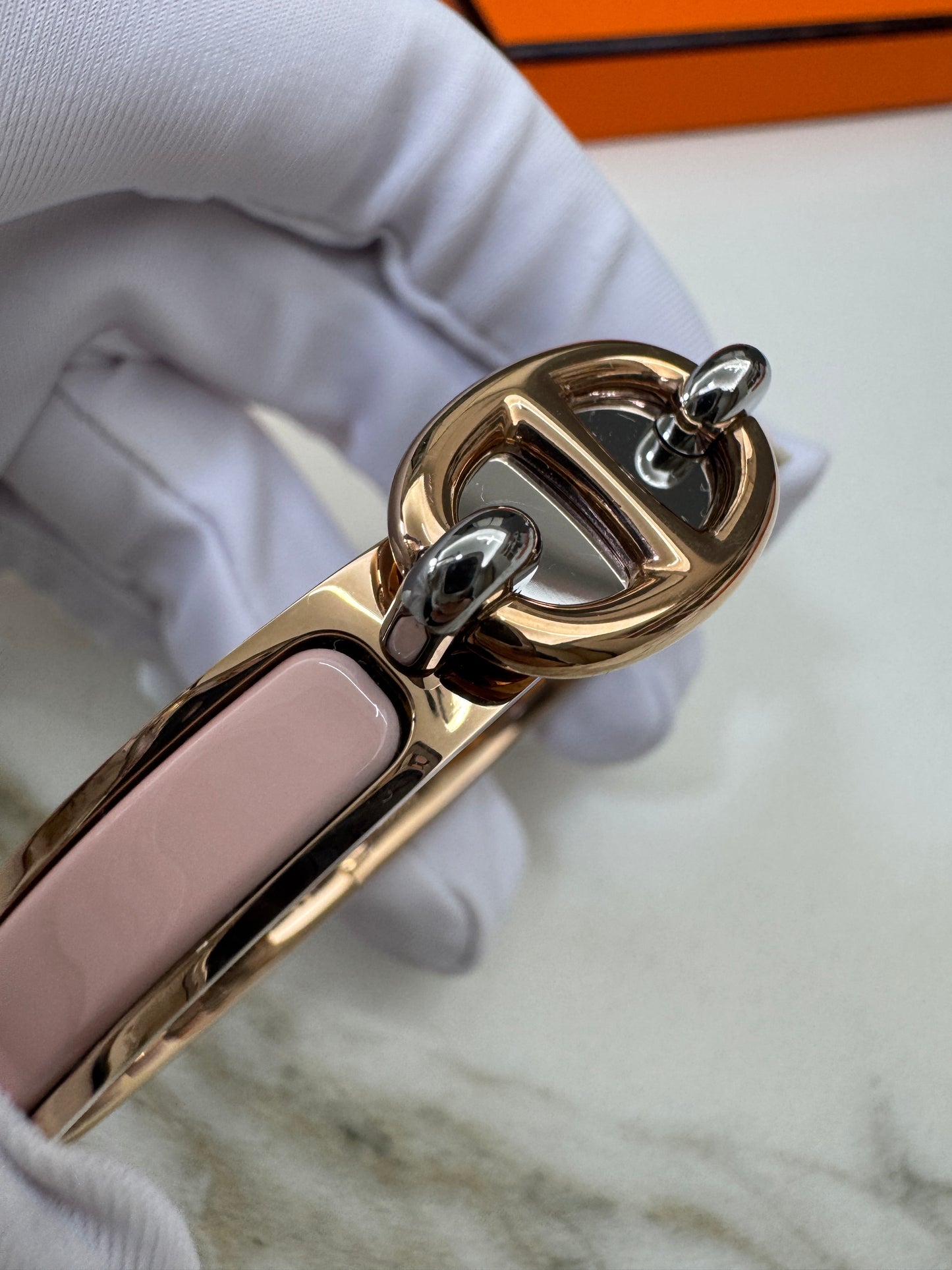 HERMES Mini Clic Chaine d’Ancre Bracelet 粉紅色玫瑰金手鐲