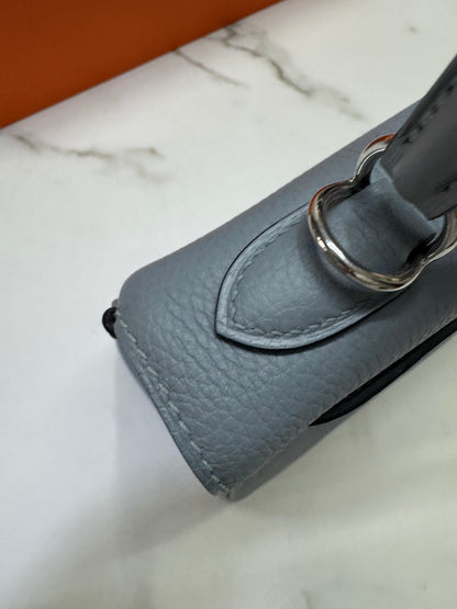HERMES Kelly 25 亞麻藍 銀扣 內縫 Togo Selier
