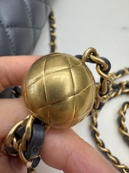 CHANEL 金球 Mini CF20 石墨灰 深灰羊皮