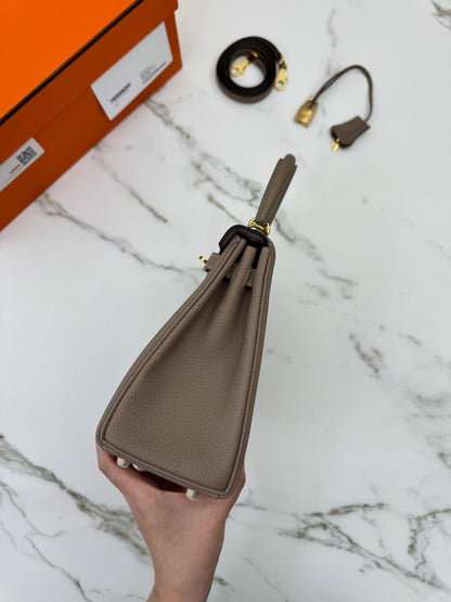 HERMES Kelly 25 斑鳩灰金扣 內縫 Togo 81 Gris Tourterelle GHW