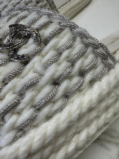 CHANEL 白銀色 厚底拖鞋