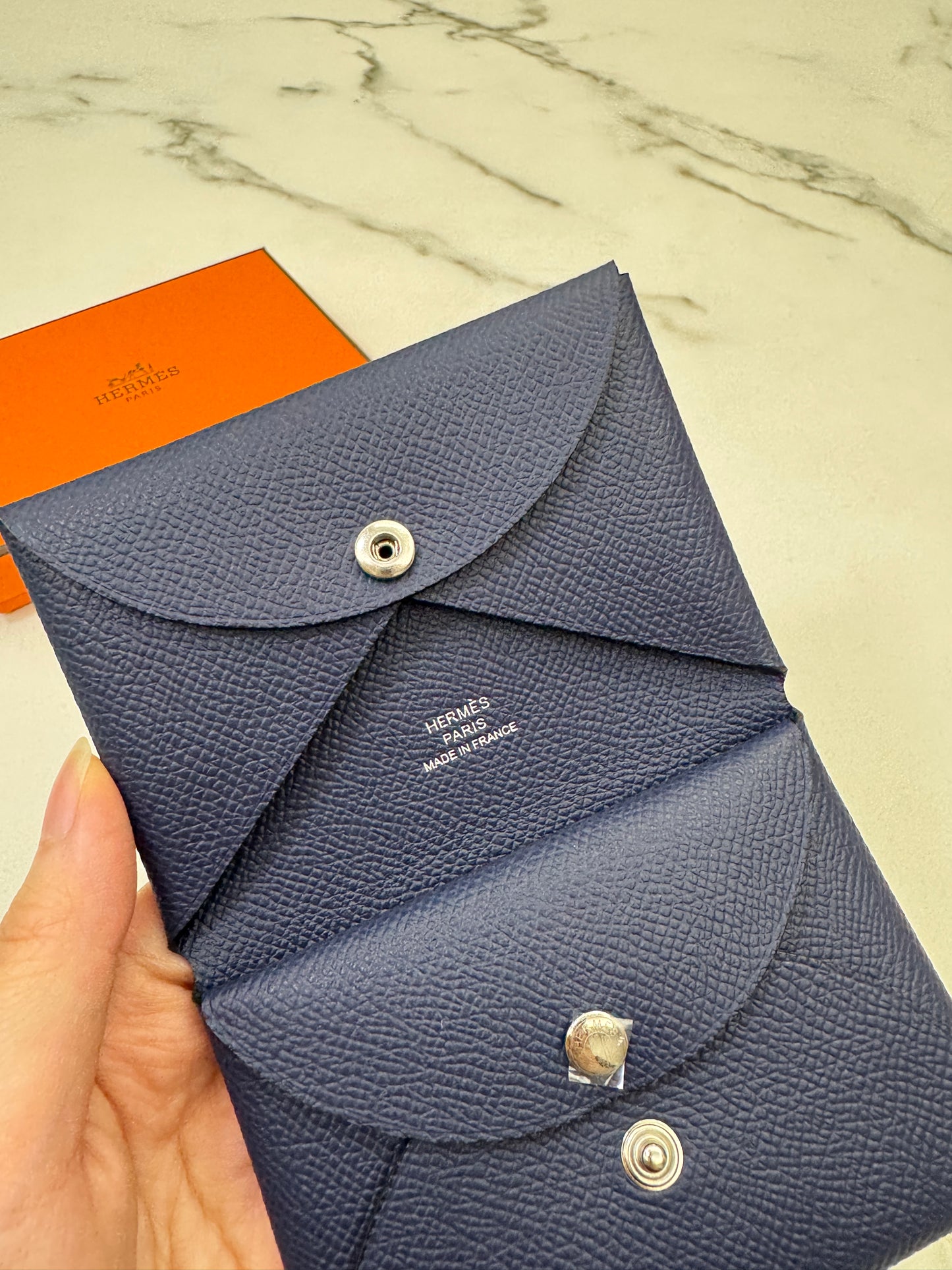 HERMES Calvi Duo 海軍藍 7U Navy Epsom