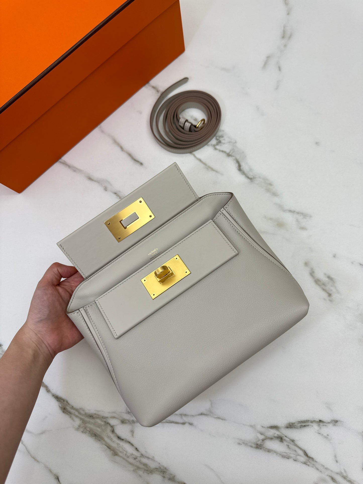 HERMES Mini 2424 冰川白金扣 Evercolor