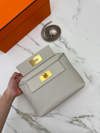 HERMES Mini 2424 冰川白金扣 Evercolor