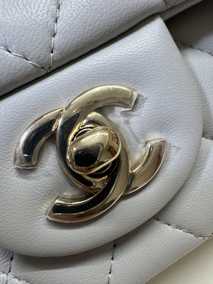 CHANEL Mini CF Handle 25P 淺灰色羊皮