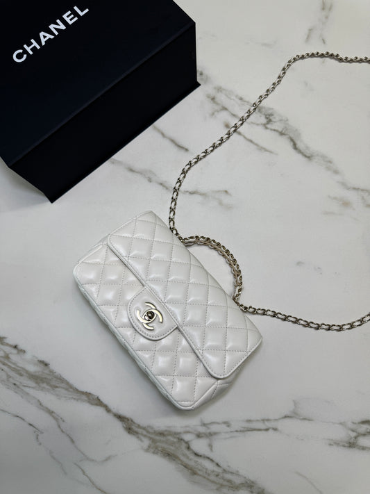 CHANEL 23A水鑽手柄 Mini CF Handle 白色