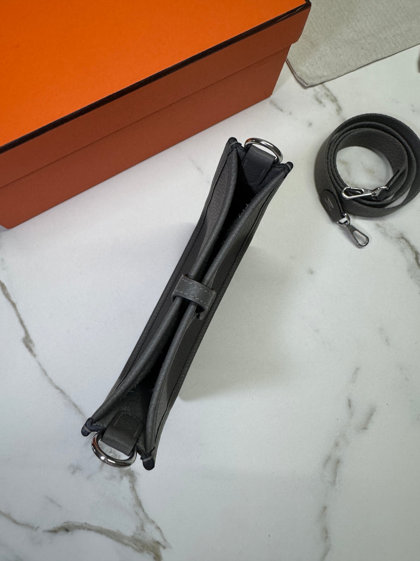 HERMES Mini Evelyn 積雨雲灰 0L Gris Meyer TC 銀扣PHW