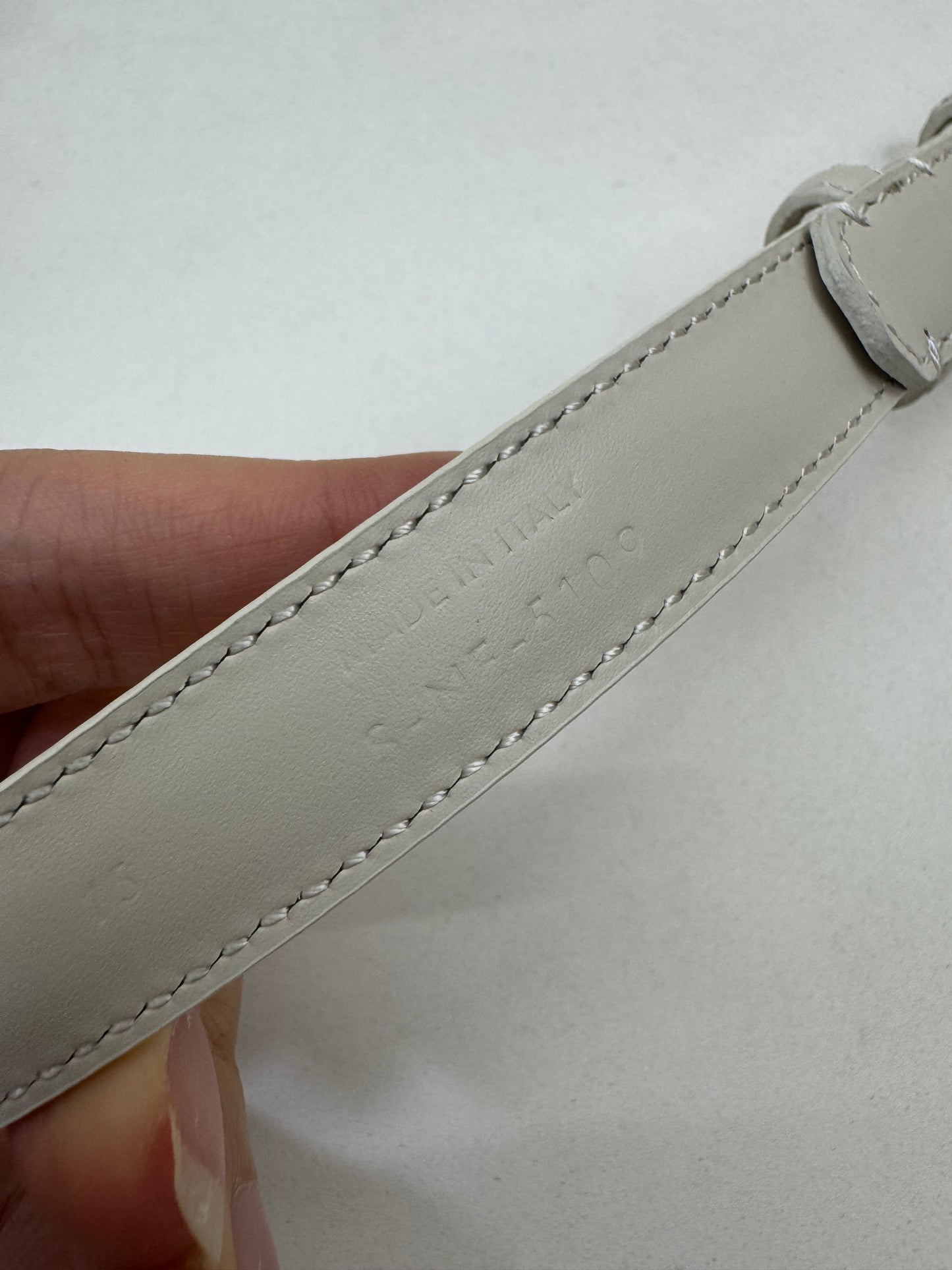 CELINE 凱旋門皮帶 白色 1.8cm