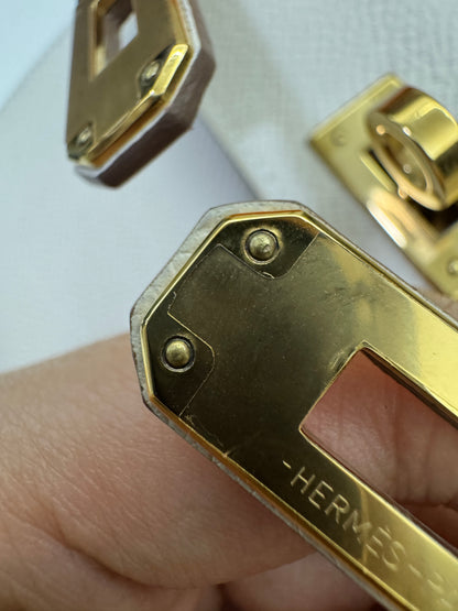 HERMES Mini Kelly II 奶昔白金扣 Epsom GHW