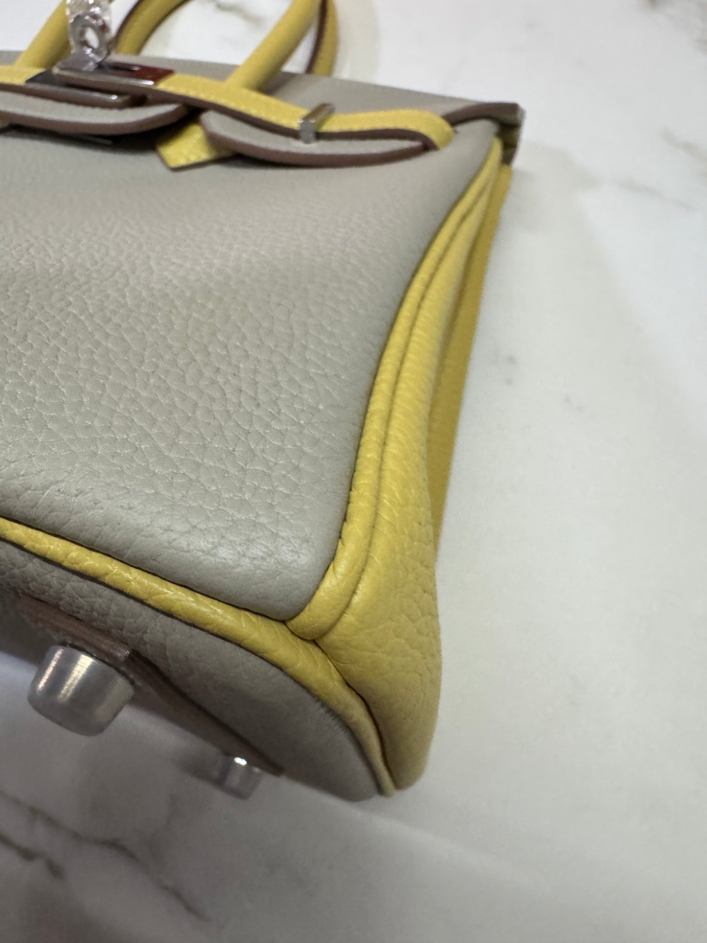 HERMES Birkin25 SO 珍珠灰拼小雞黃 Togo PHW