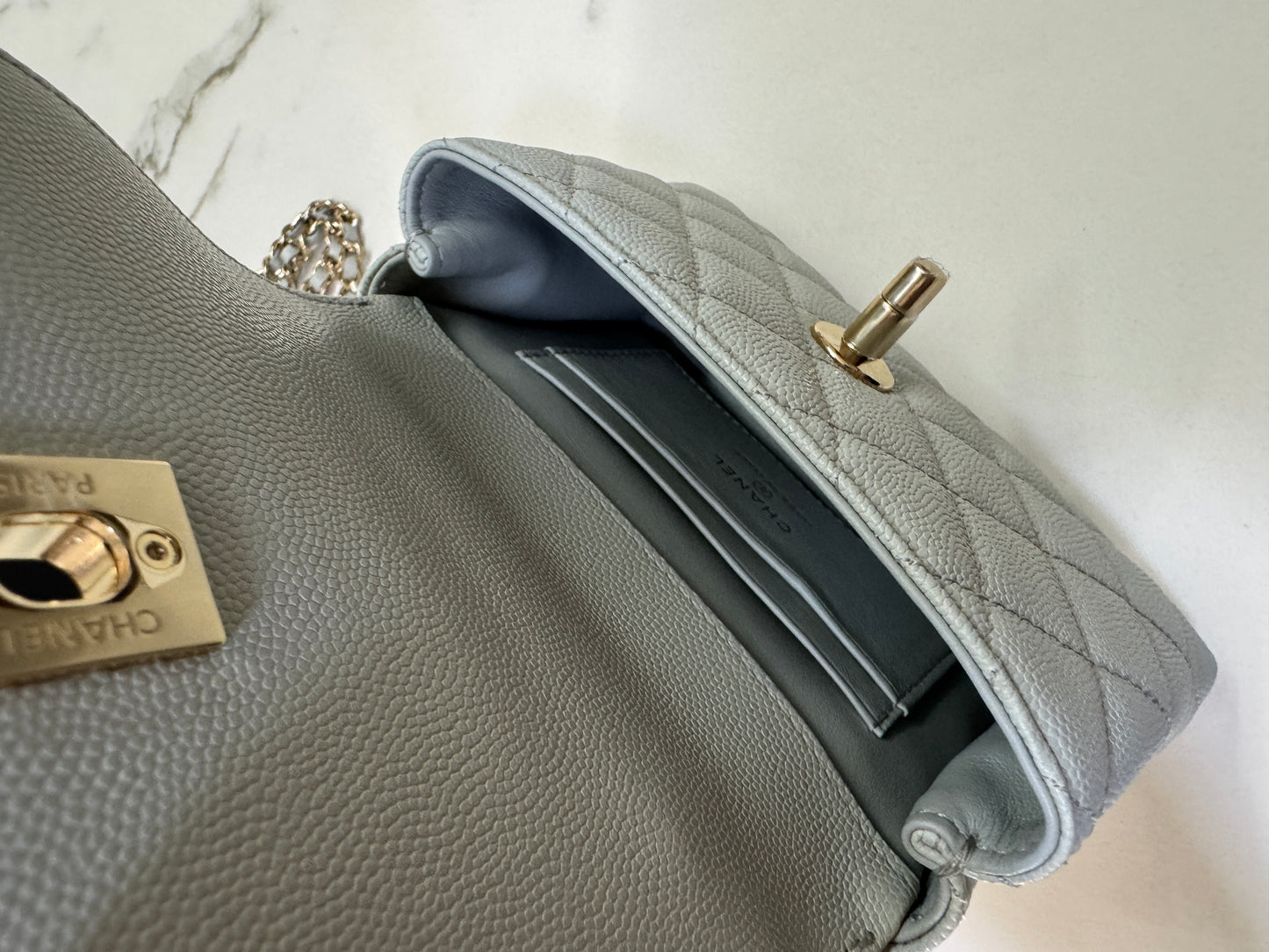CHANEL 超Mini Coco Handle 24K 灰藍色