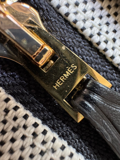 HERMES Mini Herbag 熊貓色 金扣 H Viking 帆布