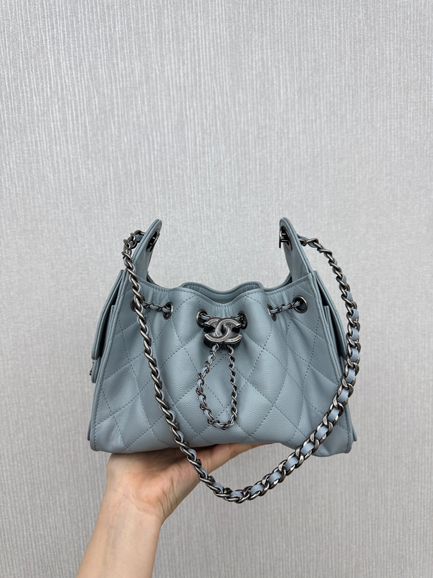 CHANEL Mini 25 Bag 霧霾藍銀扣