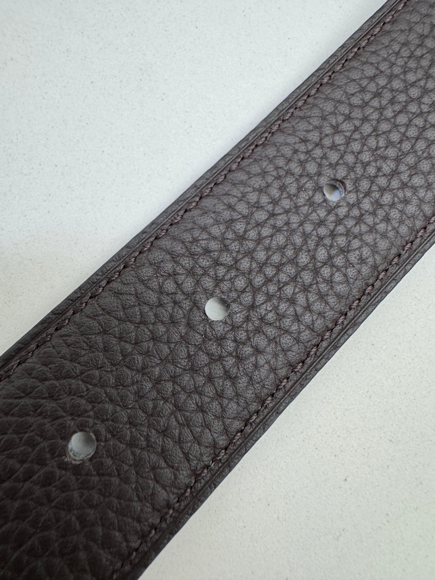 HERMES H au Carre 32mm 雙面皮帶 黑色拼烏木色