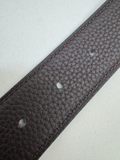 HERMES H au Carre 32mm 雙面皮帶 黑色拼烏木色