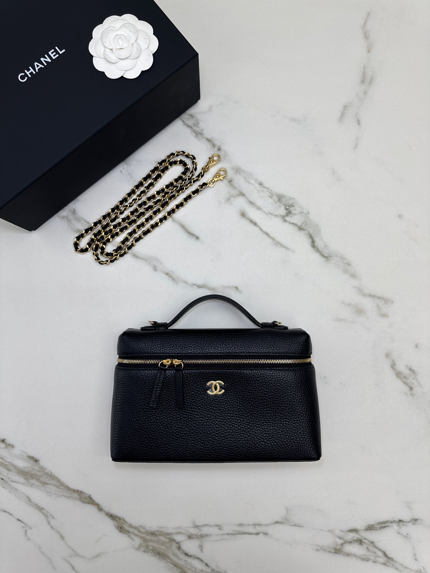 CHANEL 26A 荔枝紋LP盒子包 中號23cm