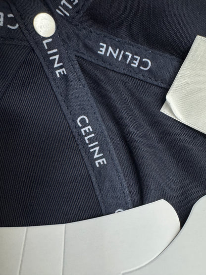 CELINE 黃色C字鴨舌帽 藏藍色