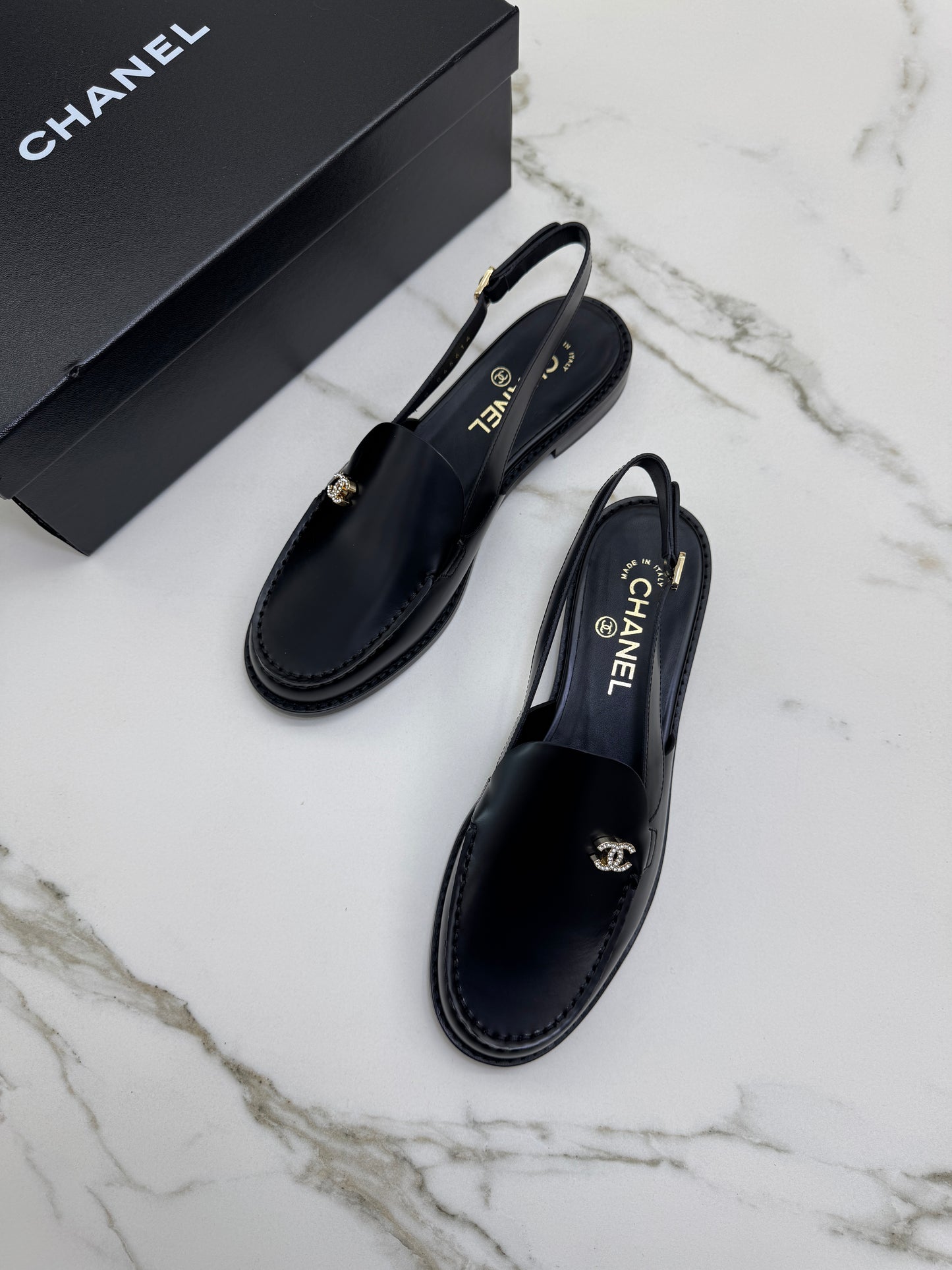 CHANEL 25P水鑽扣樂福Slingback