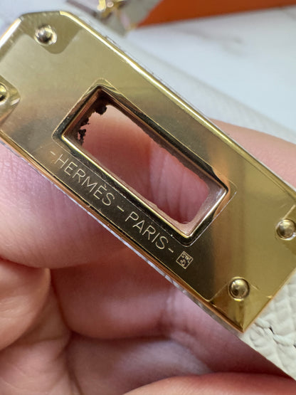 HERMES Mini Kelly II 奶昔白金扣 Epsom Craie GHW