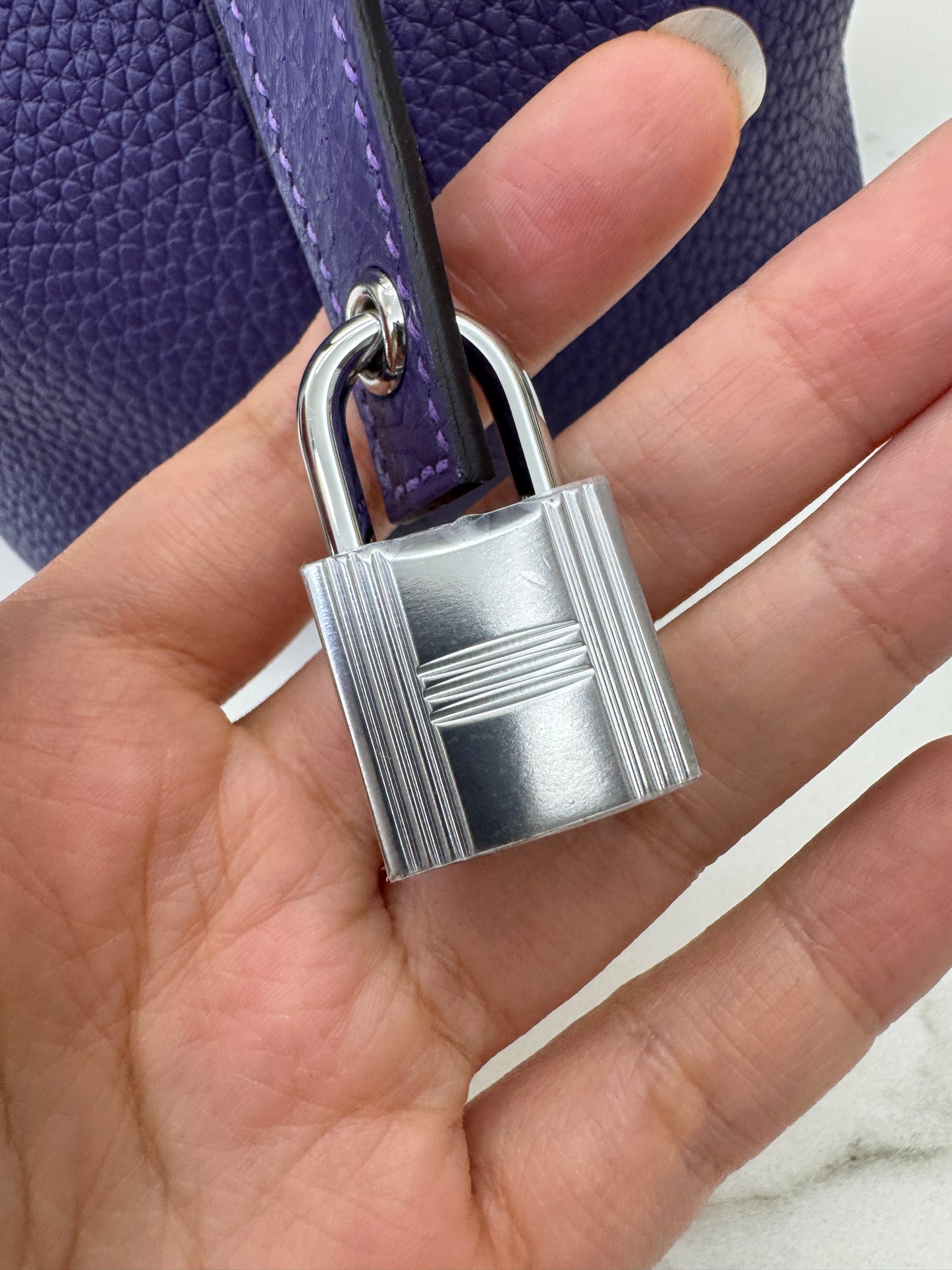 HERMES Picotin Lock 18 X3絳紫色銀扣 TC