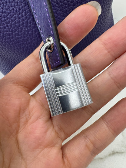 HERMES Picotin Lock 18 X3絳紫色銀扣 TC