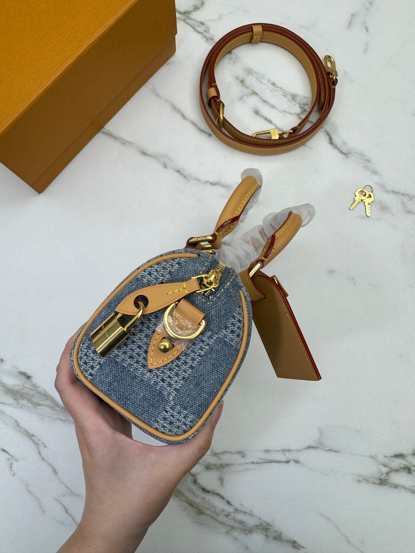 LV Nano Speedy 棋盤格牛仔