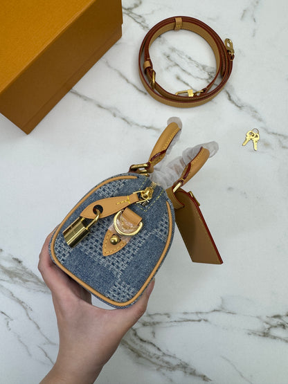 LV Nano Speedy 棋盤格牛仔