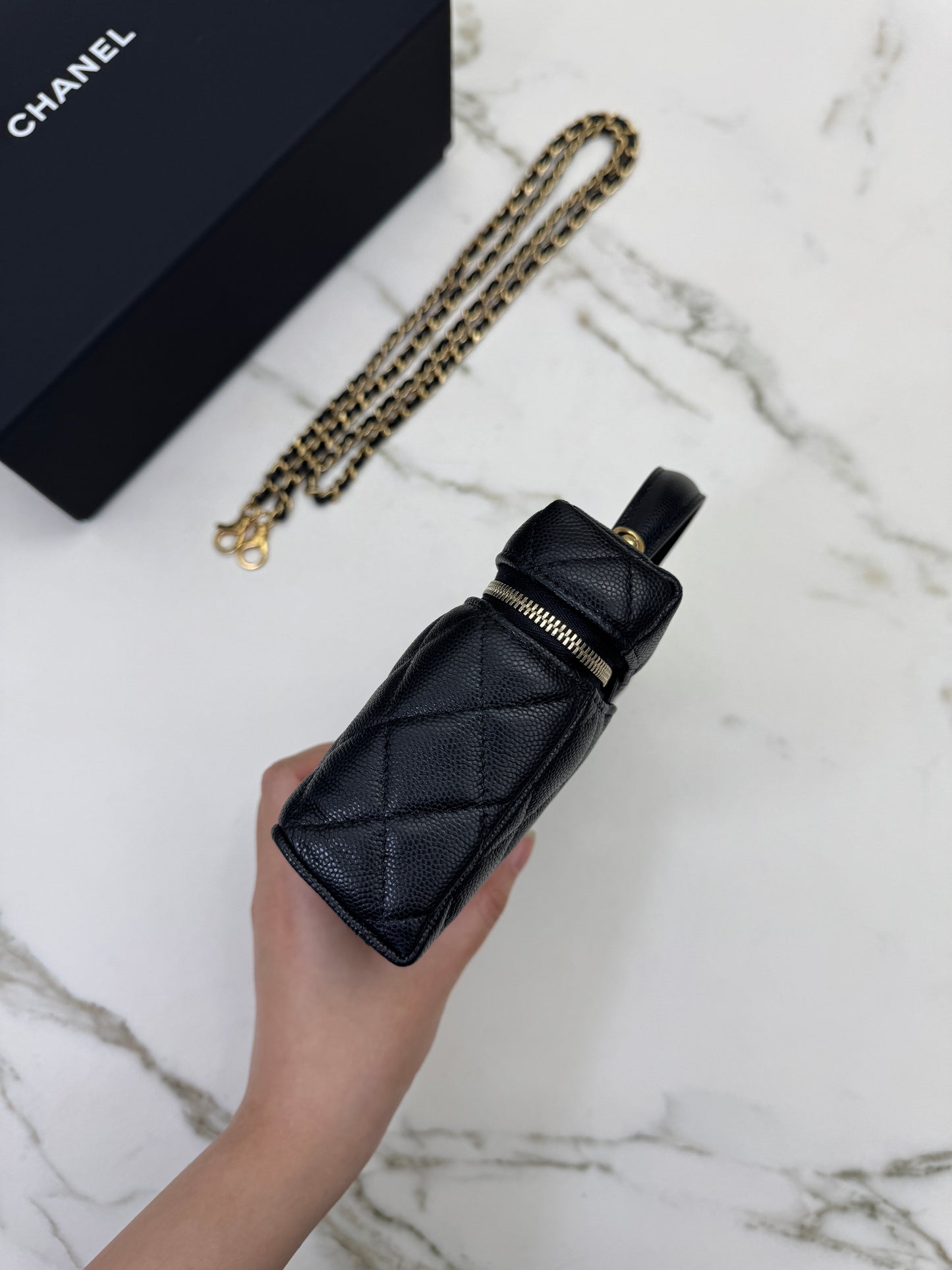 CHANEL 25P 拉絲金扣 LP盒子包
