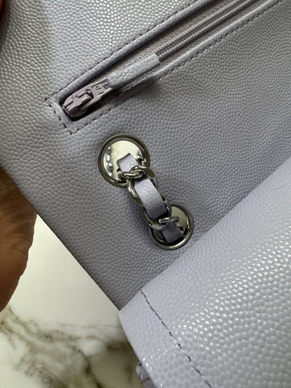CHANEL CF25 Medium 21K香芋紫銀扣 牛皮 caviar