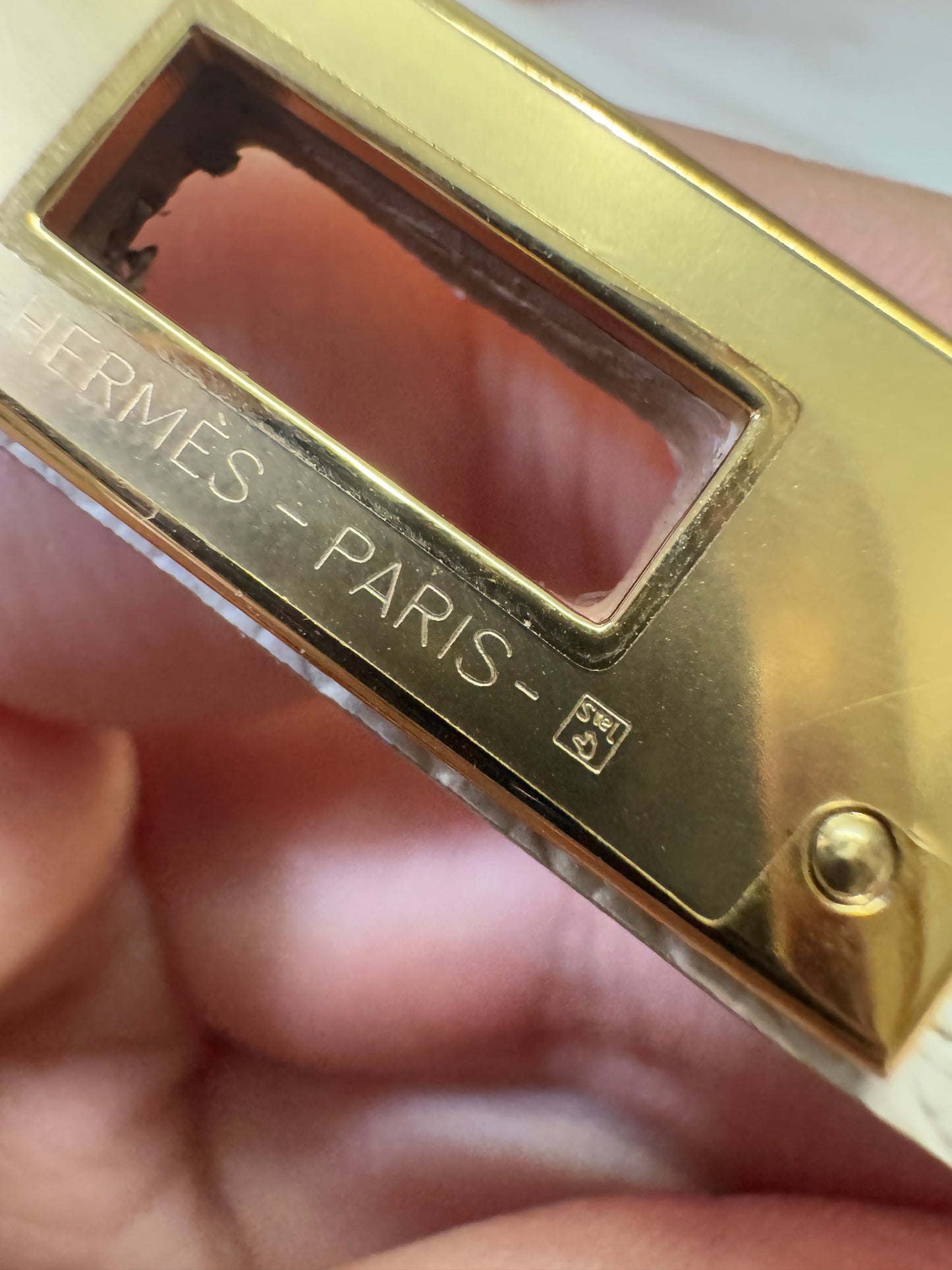 HERMES Mini Kelly II 奶昔白金扣 Epsom Craie GHW