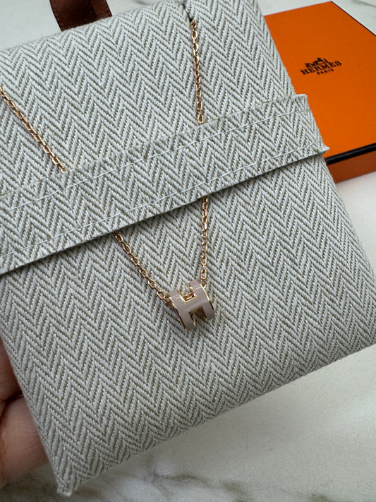 HERMES Pop H Marron Glaze 玫瑰金項鏈